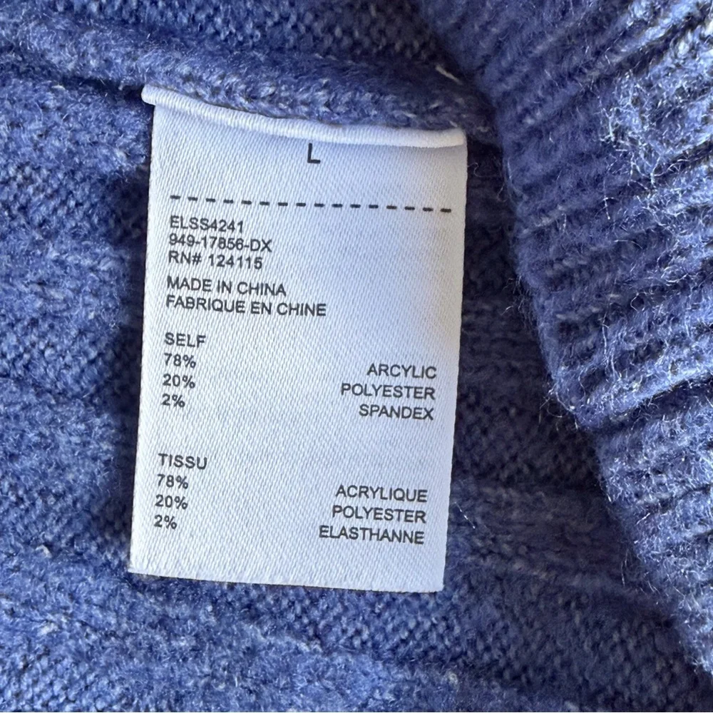 Blue Ribbed Crew Neck Sweater - Picture 5 of 5